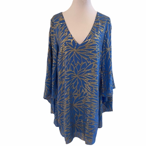 Lilly Pulitzer Dresses & Skirts - Lilly Pulitzer Miri Carolina Blue & Gold Caftan